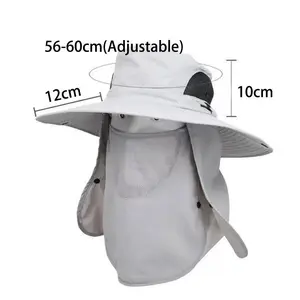 360° Full Coverage Sun Hat with Detachable Face & Neck Flap | Wide Brim UV Protection, Breathable Mesh, Adjustable Chin Strap - Perfect for Fishing, Hiking, Camping & All-Day Outdoor Adventures