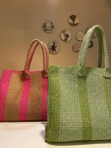 Colorful crochet paper rope sleeve bag as stylish sleeve bag for the beach or daily survival.