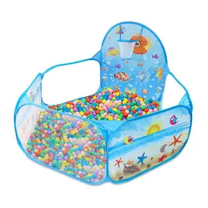 Tent Ocean Ball Pool with Basketball Tent, Ocean Theme Cartoon Indoor Playhouse, Sand Pit, Portable Foldable Tent, Portable Play Area