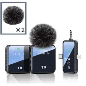 3 in 1 Microphone for iPhone/Android/Camera, Wireless Lavalier Microphone, 328ft Transmission, 18H Battery Life, Mini Microphone for Record Interview, Vlogs, YouTube