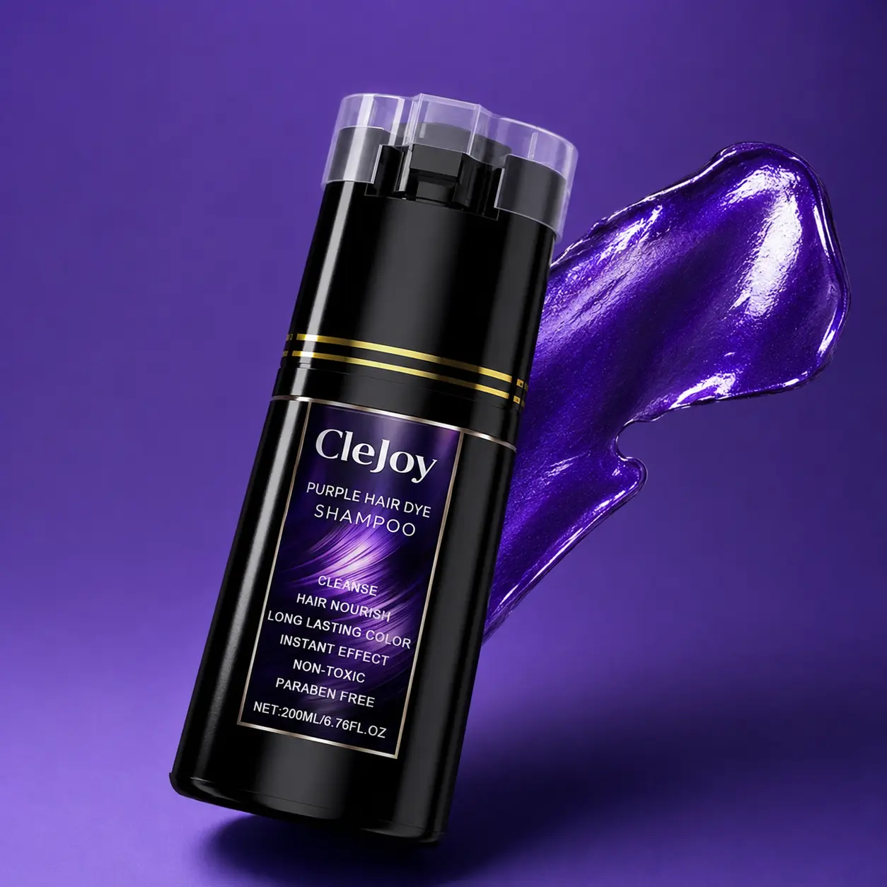CleJoy Violet Cleansing Hair Color Shampoo - Anti-Brass Toning Treatment for Blonde Hair Care, Nourishing Anti-Fade Cool-Tone Liquid Haircare, 200ml, 3-5 Min On, Purple Pigment