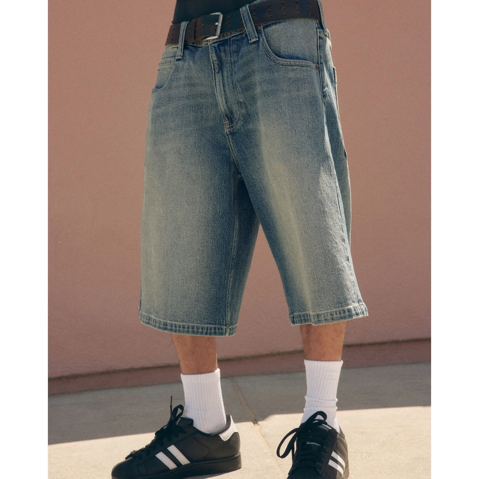 Hollister Low-Rise Logo Embroidery Baggy Jean Shorts