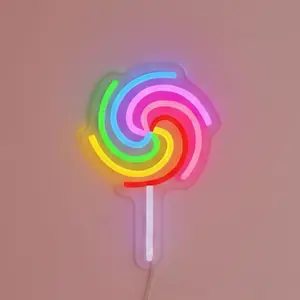 Cute Rainbow Lollipop Neon Sign – Kids Room Wall Light, Night Light for Girls Bedroom Decor