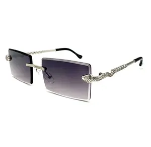 Retro Y2K Buffs Luxury Gold Snake Rectangle Frame Vintage Shades/Sunglasses