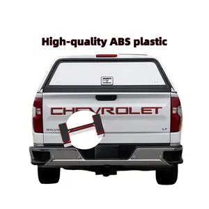 3D tailgate lettering insert for the Chevrolet Silverado1500/2500(2019,2020,2021,2022,2023,2024,2025).Glossy black with red outline design, made of ABS plasticand high-tack adhesive. Fade-resistant and weather-resistant.