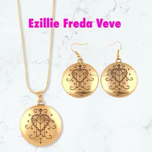 Ezillie Freda Veve Necklace Set chin & Earrings Golden Silver with Intricate Design and Chain Jewelry Set