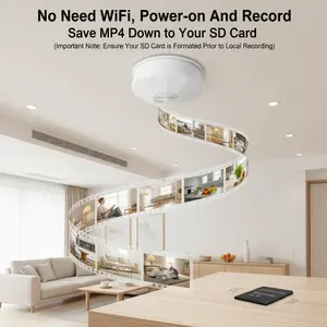 Security 1080P FHD, Built-in Large Ouvis Battery, WiFi Remote Viewing, HD Night Vision, Ceiling/Wall Mount, Motion Detection, for Office/Shop/Smart Home