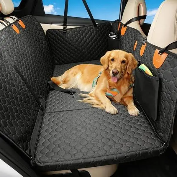 Dog Car Seat Cover - Universal Fit, Waterproof Fabric, Scratchproof, Non-Slip, Washable Pet Back Seat Travel Mat for All Seasons