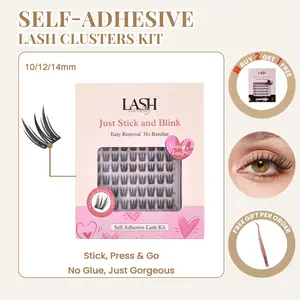 Lashterally Cupid's Love Self-adhesive Lash Clusters Kit 90 Clusters 10mm/12mm/14mm Ultra Lightweight Easy Removal DIY D Curl False Eyelashes for Halloween Party Makeup