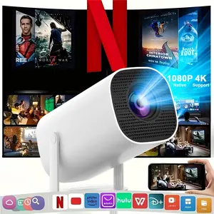 Projector 4K Full HD 1080P Por Audio Table Smart Projector with Bluetooth WiFi for Phone Mirroring & 180° Rotation Viewing