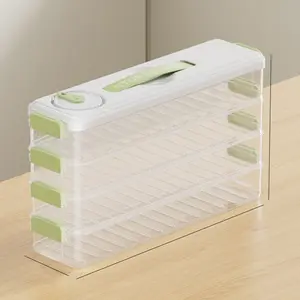 4-Layer Large Capacity Food Storage Box with Lid, Leak-Proof and Stable, Ideal for Dumplings and Dumpling, Refrigerator and Microwave Safe, Hand Washable