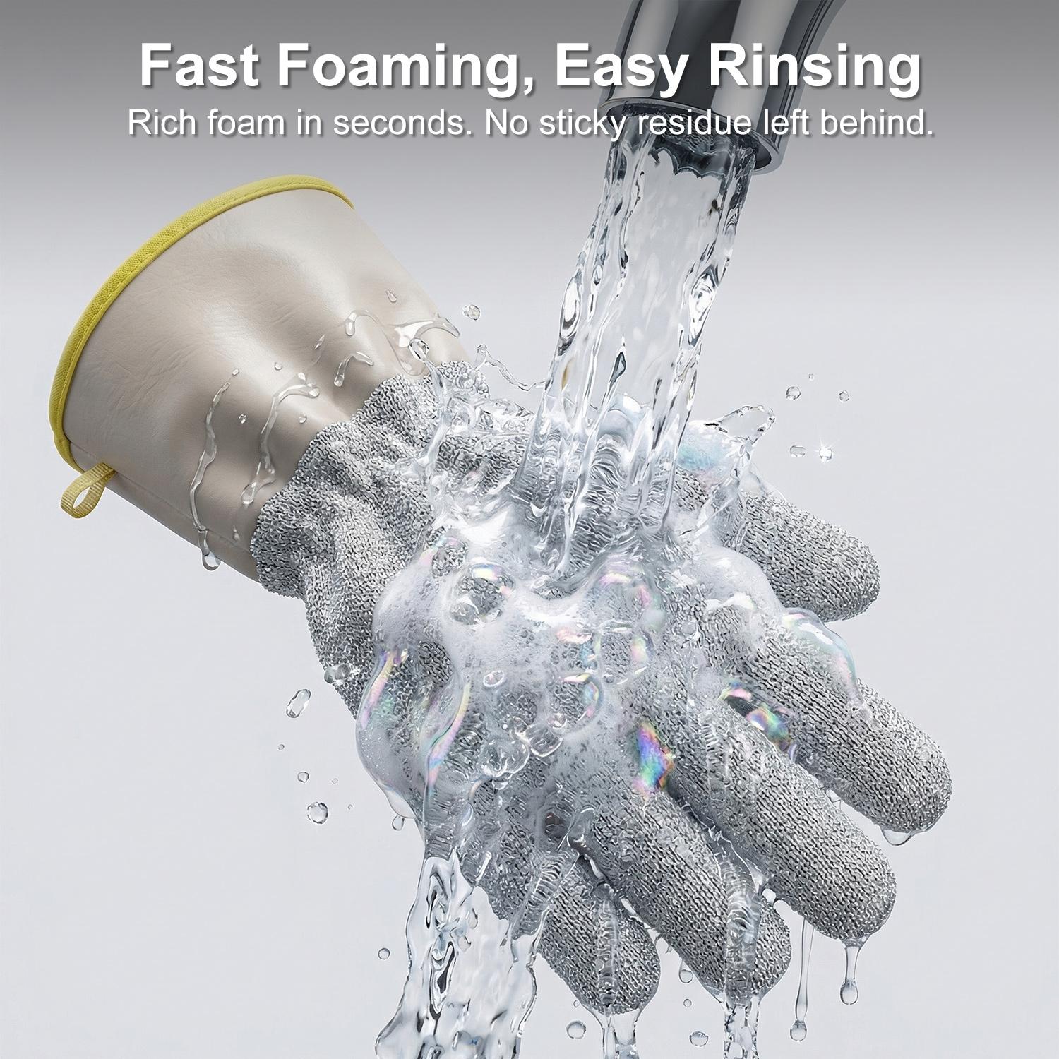 Non-scratch Wire Dishwashing Scrubber Gloves,Long Anti-scald Multi-functional Kitchen Cleaning Tool Gloves for Kitchen,Waterproof Anti-Frozen & Hot & Oil