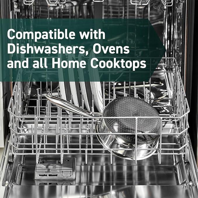 HexClad Hybrid Nonstick 6-Piece Pot Set with 2 Silicone Trivets, 2, 3, and 8-Quart Pots with Tempered Glass Lids, Stay-Cool Handles, Dishwasher-Friendly, Induction Ready, Compatible with All Cooktops