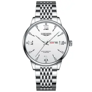 LOEGSINS Men's Automatic Luxury Watch Model 866: Swiss movement, sapphire crystal watch dial, fully stainless steel case, water-resistant with luminous display
