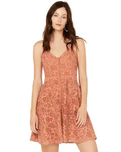 Molly Bracken Women's Lace Button-Down Sleeveless Mini Dress - T1550cbp23-Rust