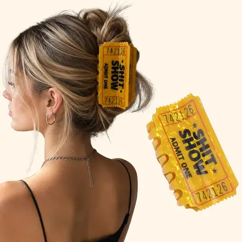 1pc funny admission ticket claw, fun creative hair accessories, license plate number claw, American retro creative hair accessories, campus, party, daily hair accessories, Hair Clips Claw, Hair Claws