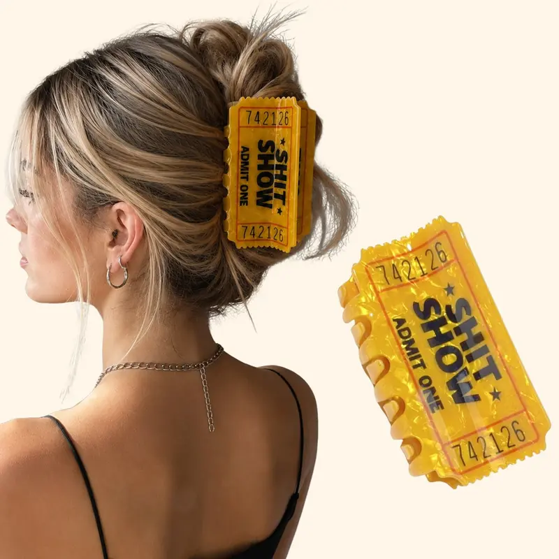 1pc funny admission ticket claw, fun creative hair accessories, license plate number claw, American retro creative hair accessories, campus, party, daily hair accessories, Hair Clips Claw, Hair Claws