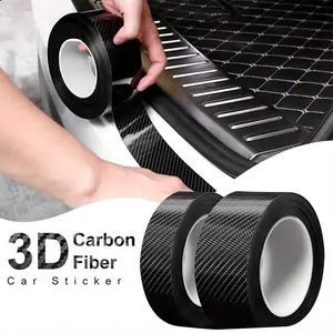 5m Nano Carbon Fiber Car Door Sill Protector Tape, 3D Anti-Scratch PVC Film for Suv Trucks, Car Door and Bumper Decoration Roll, Universal Car Sticker, Sticker For Cars