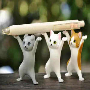 Cute Cartoon Cat Pen Holders Set, Mini Kitty Desk Accessories, Car Decorations, Interior Decoration Accessories, Home Office Ornaments, 3-Piece Adorable Animal Design
