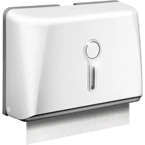 Paper Towel Dispenser Wall Mount, DILIBRA C Fold Z Fold Tri-fold Commercial Paper Towel Dispenser for Bathroom with Lock, No Drilling Wall Hand Towels Dispenser for Bathroom White (1, White) paper box