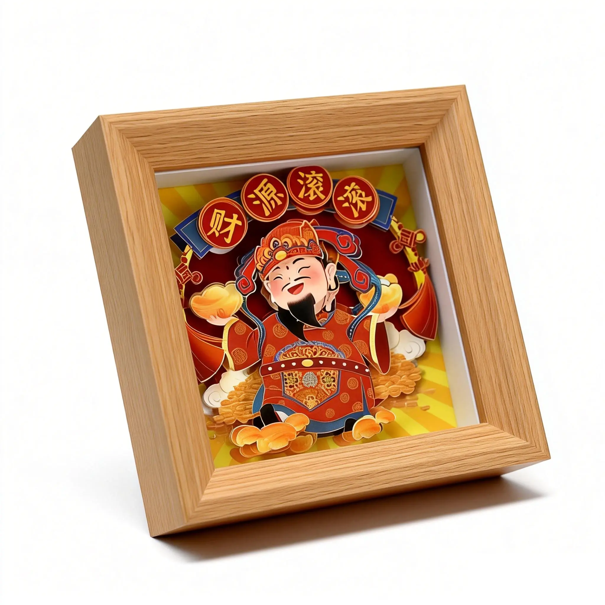 3D Picture Frame  of Prosperity タイ製 God of Wealth 3D Paper Art Frame DIY Layered Craft Kit Traditional