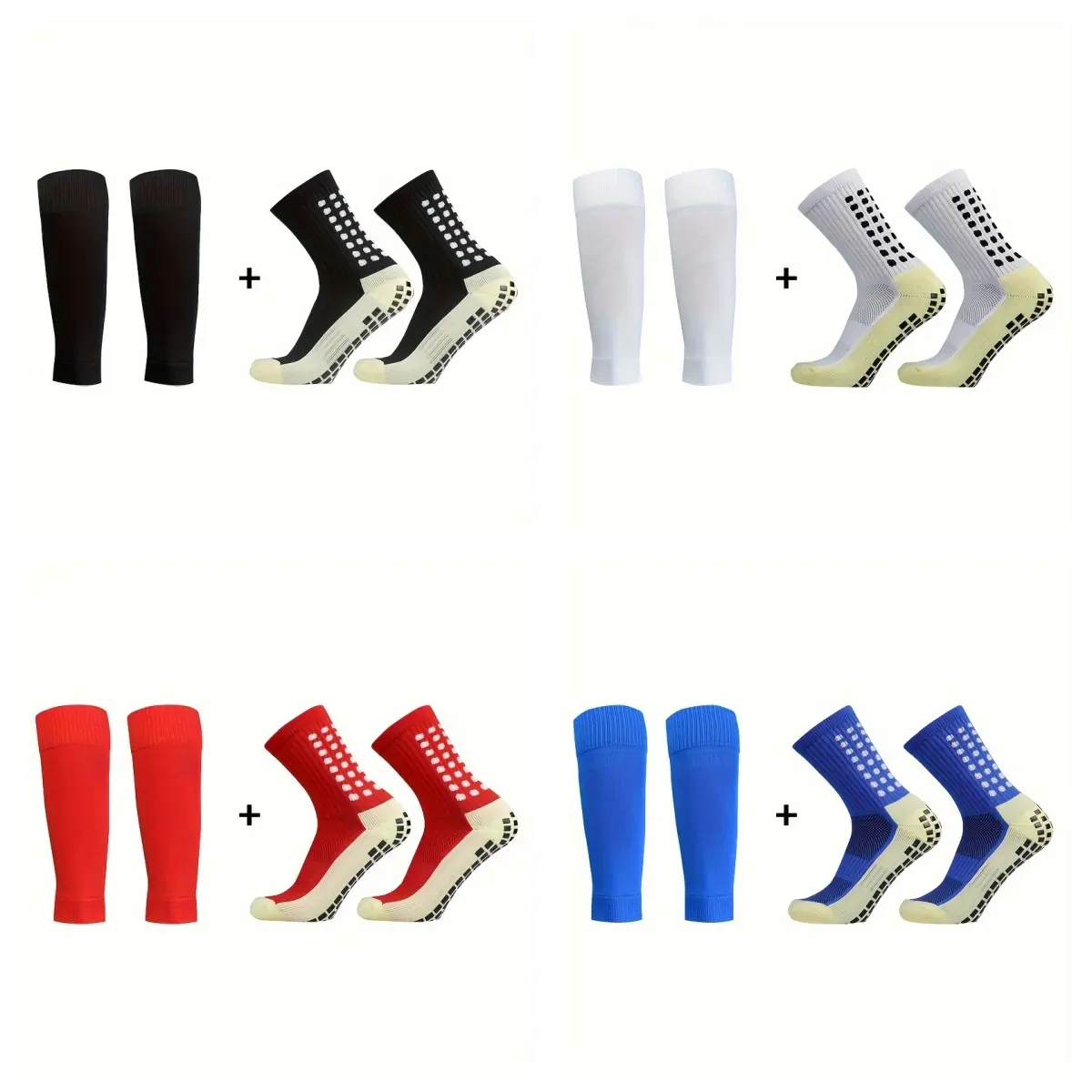 Men's Athletic Football Set with High-Performance Non-Slip Grip Socks, Calf Sleeves & Knee Pads - Moisture-Wicking Fabric for Soccer, Basketball, Mid-Crew Sports Socks, Wicking Sports Socks