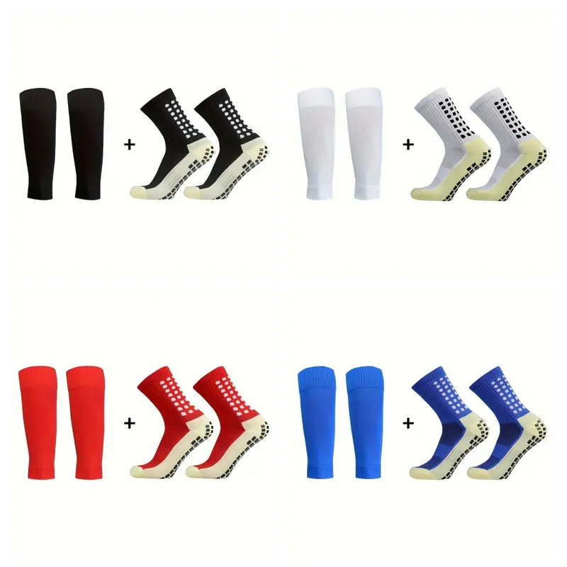 Men's High-Performance Football/Soccer Athletic Set - Extra Thick High-Tenacity Moisture-Wicking Fabric, Grip Socks, Calf Sleeves, Knee Pads, Anti-Skid Silicone Grip, Shock Absorption, Athletic Stretch, Large Mesh Ankle Vents, Soccer Accessories