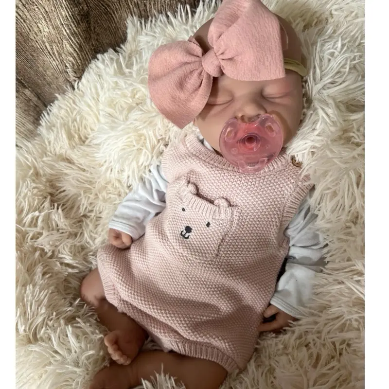 Lifelike Silicone Baby Doll with Open Mouth for Pacifier - 19 inches long