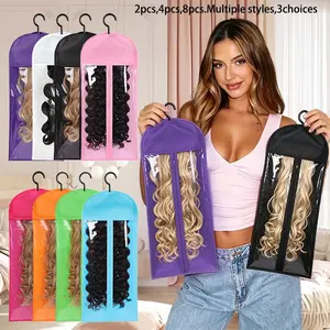 2Pcs/4Pcs/8Pcs Wig Storage Bag With Hook Wig Storage Hanger Zipper Transparent, Dustproof, Durable Cover, Hair Extension Holder Wig Bag Wig Storage For Multiple Wigs Holder Hair Extension Hanger Wig Tool Wigs Accessories For Salon & Home Use
