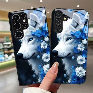 Phone Case - White Wolf Head Pattern Phone Case Cover for Samsung Galaxy S26 S25 S24 S23 S22Pro S21 S20 Fe Plus Ultra Pro A56 A55 A54 A53 A52 A51 A36 A35 A34 A32 A26 A25 A24 A23 A16 A15 A14 A06 A05 A03s Drop-Proof Tempered Glass Prote
