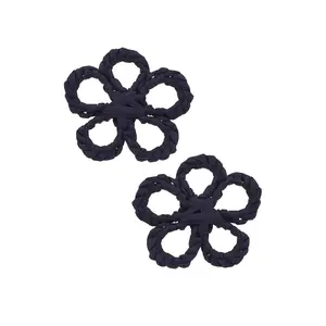Tahiti Raffia Stud Earrings in Navy - FINAL SALE