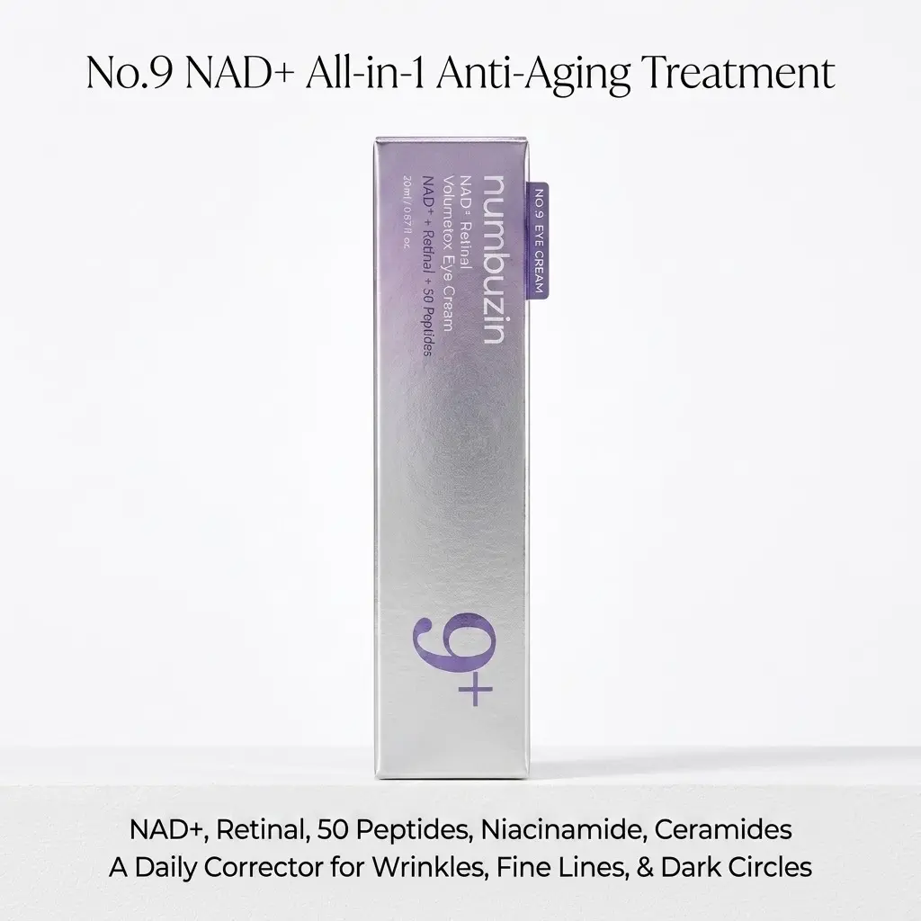 numbuzin No.9 NAD All-in-1 Anti-Aging Eye & Face Treatment - Regular Daily-Apply Corrector for Wrinkles, Fine Lines, Dark Circles, Dark Spots with NAD+, Retinal, 50 Peptides, Niacinamide, Ceramides for Skin Longevity, Apply Daily