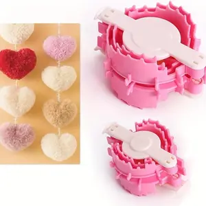 DIY Heart Shaped Felt Ball Making Kit, 2 Sizes, Plastic Craft Tools, /, Ideal for Knitting & Crochet Projects, Craft Supplies