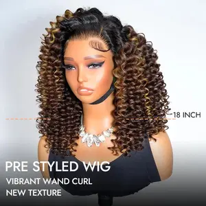 [Summer Essential] Wiggins Hair Ready To Go Glueless Wig Wand Curl Ombre Brown With Highlights 7x5 Lace Closure Wigs Human Hair Pre Cut Lace Beginner Friendly #tiktokshopmemorialday