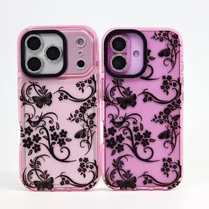 Stylish Floral Pattern iPhone Case for 17/16/15/14/13 Pro/Plus/Pro Max Transparent Drop-Proof Anti-Yellowing Protective Cover