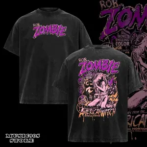Vintage Rob Zombie American Witch Pastel T-shirt 2 Sided ,Rob Zombie T-shirt, Rock Band Shirt, Retro Music Tee, Rock Music Lover Shirt, Vintage Band Shirts Casual Comfort Cotton Fabric Fit Top , Top M