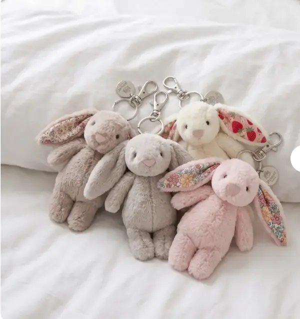 Jellycat Bunny Plush Keychain, Cute Fluffy Rabbit Bag Charm, Mini Stuffed Animal Pendant, Cute Soft Bag Accessory Dangle, Gift for Her, Bag Charm