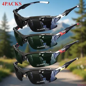 4-Pack Unisex Sports Sunglasses - Polarized Glass, Glare Reduction, Lightweight Wear, Nylon TR90, Windproof UV Protection Eyewear, Practical Outdoor Sports Accessory for Driving, Fishing, Daily Use