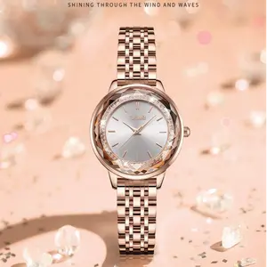 Women's Fashion Round Dial Stainless Steel Strap Quartz Watch, 30m Waterproof Watch with Calendar Function, Trendy All-match & Exquisite Watch for Birthday Gift with Box