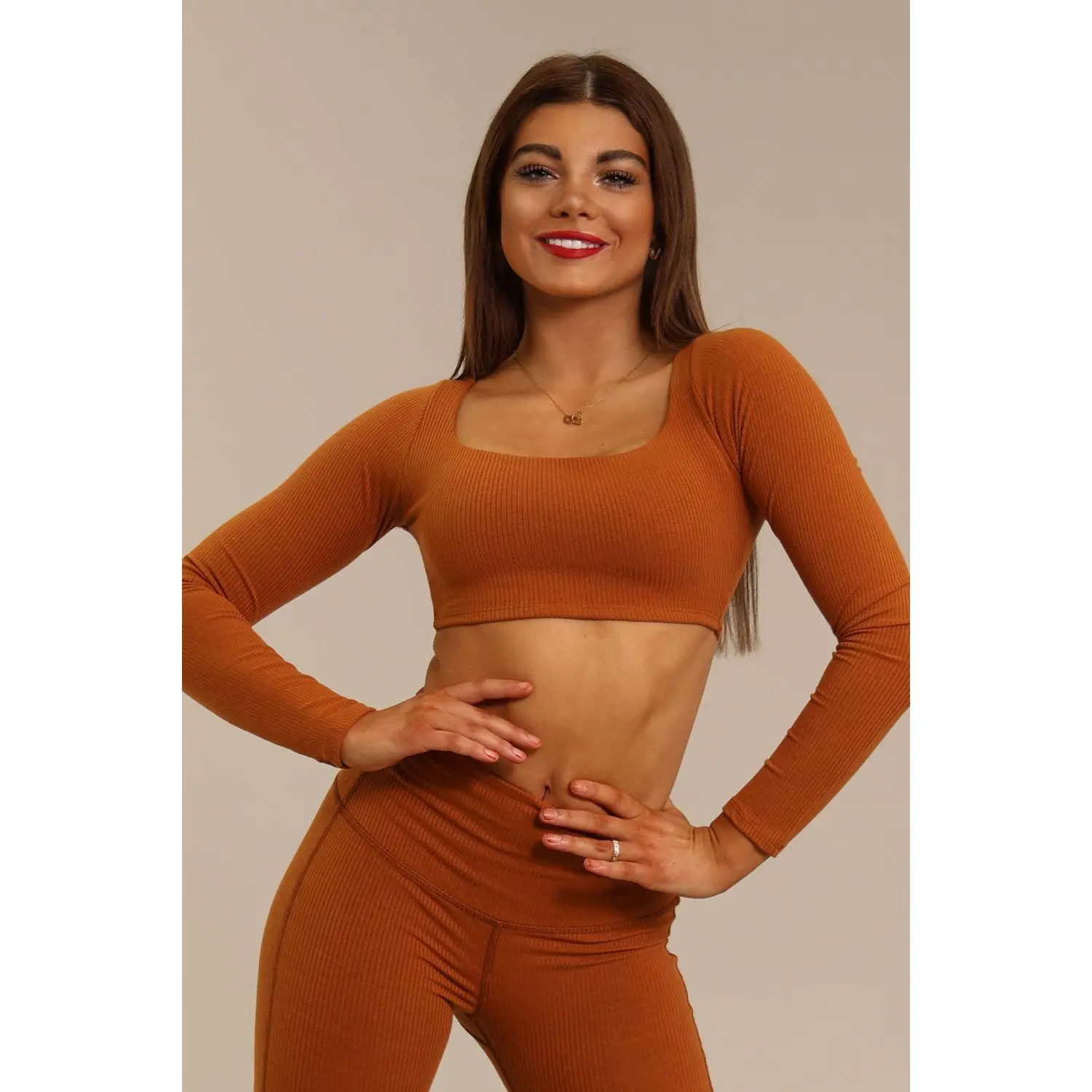 Honest Long Sleeved Crop Top - Copper - FINAL SALE