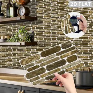 12/24/48 Sheets Waterproof Square Tile Stickers - Striped Marble Self-Adhesive Backsplash For Kitchen & Bathroom, Peel & Stick Wall Decor