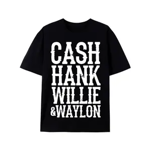 Unisex Cash Hank Willie Waylon T-Shirt Country Music Southern Legends Shirt Tribute Tshirt, Round Neck Short Sleeves, Machine Washable, Ideal for Casual SportWear, PLUS SIZE
