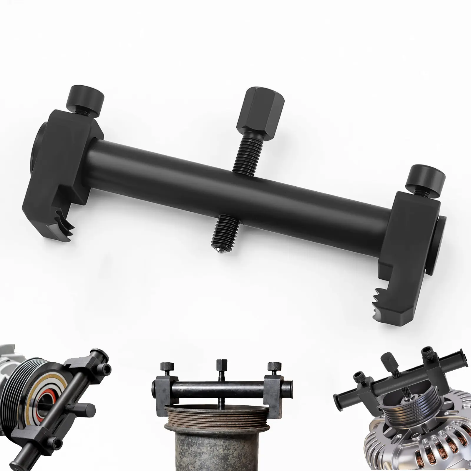 Universal Ribbed Drive Pulley Crankshaft Remover Tool Adjustable Puller for A/C Unit Water Pumps Automotive Universal Ribbed Drive Pulley Crankshaft Remover Tool Adjustable Puller for A/C Unit Water Pumps Automotive