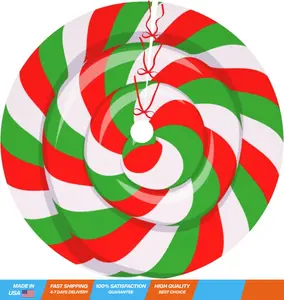 Christmas Lollipop Swirl Candy Sugar Red Green 36 Inch Christmas Tree Skirt Carpet Mat Funny Party Soft Cover Mat Decor Supplies for Xmas Halloween Decorations Occasion Farmhouse