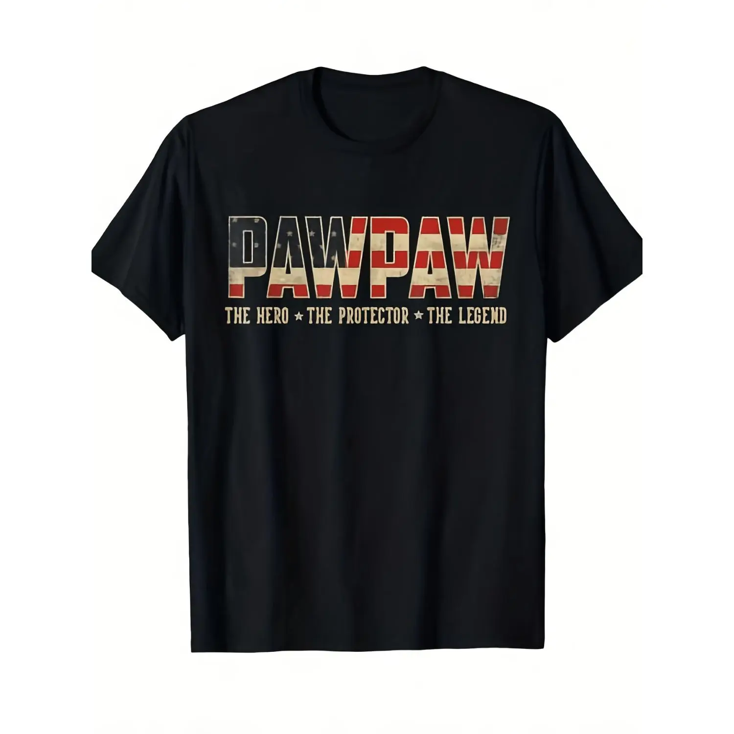Vintage USA Flag Pawpaw Hero Legend T Shirt Soft Breathable Polyester Crew Neck Short Sleeves Featuring Distressed Red White And Blue PAWPAW Print Ideal Fathers Day Gift