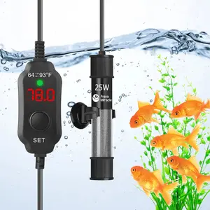 AquaMiracle Adjustable 15-300W Aquarium Heater Submersible Fish Tank Heater Super Short Aquarium Heater with LED Digital Display Thermostat, for Tanks 3-60 Gallons Mini Aquarium