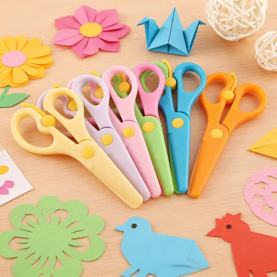 6/12pcs Safety Scissors - Colorful Plastic Fun Student Scissors, Paper Cutters for Art & Craft, Paper Cutting, Scrapbooking, School Supplies & Classroom Supplies