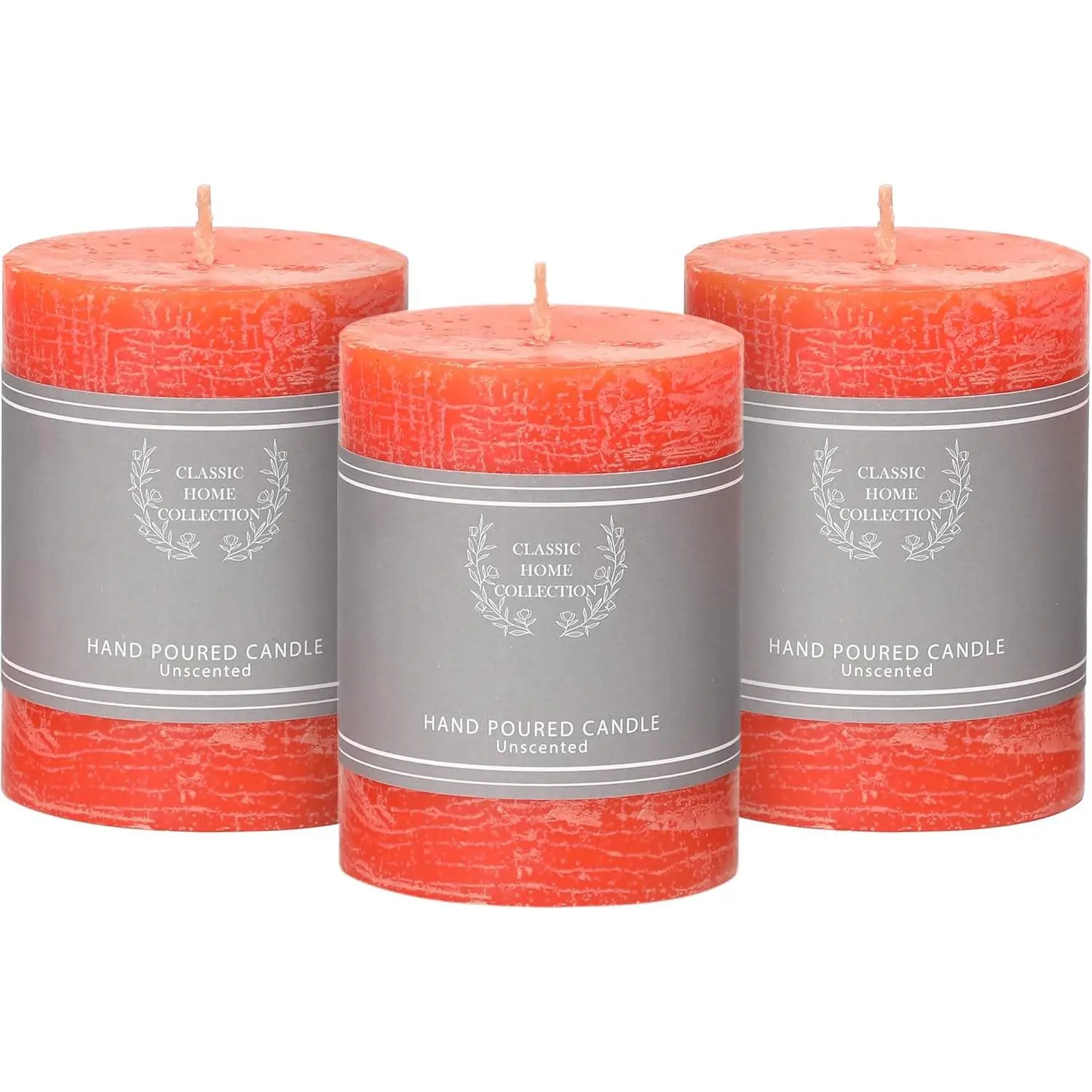 Fall Candles, 3x4 Inch Pillar Candles Set of 3,Halloween Decor Candles, Unscented Orange Pillar Candles Dripless Candle Long  Time for Thanksgiving, Fall Decorations for Home(Orange)