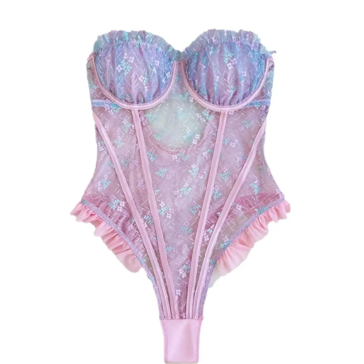 2025 New Sexy Lingerie Sexy Maid Cute Uniform Temptation Passion No-Take-Off  Bed Date Battle Robe Pajamas Floral Sparkle