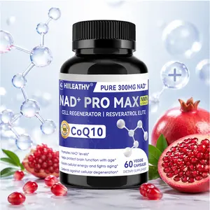 HIILEATHY NAD+ PRO MAX | Premium 300mg Supplement with NAD+, CoQ10 and Resveratrol | Manufactured in USA